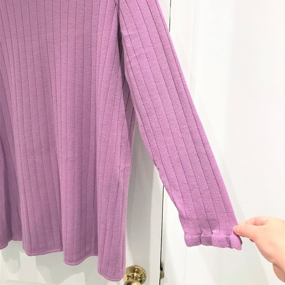 Women Purple Sweater with Ruffle Trim Size L - Picture 3 of 5
